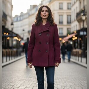 H&M Burgundy Peacoat